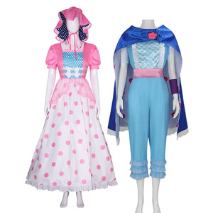 Disfraz de Pastora Little Bo Peep, Vestido Vintage Rosa con Puntos, Gorro, Capa Azul y Mono de Encaje para Mujer - Product Image 1