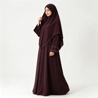Ensemble Khimar en tissu plumé foncé pour femmes, vêtements modestes, vêtements islamiques, vêtements de prière