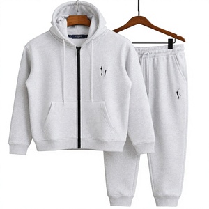 Ensemble de survêtement à capuche zippé et pantalon de jogging personnalisé OEM, prêt à expédier, fournisseur en gros - Product Image 1