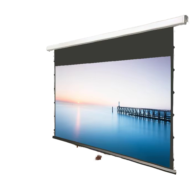 Seeball HD Matte White Tension Electric Home Theater Motorized Projection Screen 100 Inch 16:9 Format Long Throw 1.0-1.2 Gain