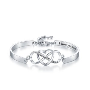 Bracelet jonc personnalisé en or plaqué avec inscription en forme de cœur infini, cadeau exclusif pour la fête <span class=keywords><strong>des</strong></span> mères, <span class=keywords><strong>bijoux</strong></span> - Product Image 2