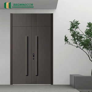 Lukliving Meilleure vente grande poignée serrure intelligente Villa fonte sécurité extérieure aluminium entrée porte principale portes d'entrée avant - Product Image 2