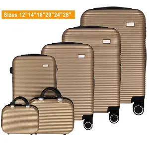 批发热卖大容量商务旅行箱套装ABS材质男女拉杆包行李箱6件套重量轻