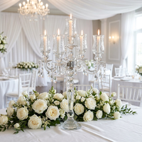 Chandelier pilier antique 5 lumières en cristal K9, plaqué argent, fait main, éco-responsable, pour mariage et Noël, personnalisé, direct usine OEM