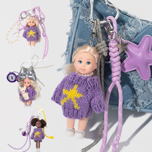 Porte-clés poupée JS <span class=keywords><strong>Extra</strong></span> Minis 4,5 pouces, poupée blonde avec cordon en strass, joli porte-clés et accessoires pour sac pour femme - Product Image 1
