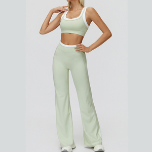 Thời Trang Cao Eo Phụ Nữ Màu Sắc Tương Phản Chống Sốc Tank Top Áo Ngực Bùng Xà Cạp Tập Thể Dục Phòng Tập Thể Dục Yoga Mặc Hai Mảnh Bộ - Product Image 3