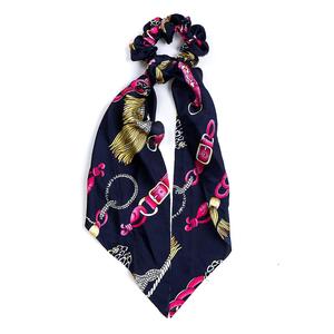 Flor de impresión bufanda de <span class=keywords><strong>seda</strong></span> para el cabello <span class=keywords><strong>Scrunchies</strong></span> corbata trenzado diademas lazo elástico cuerda de pelo accesorios - Product Image 6