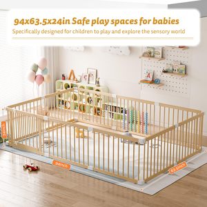 Bán Buôn Hot Bán Có Thể Gập Lại An Toàn Có Thể Gập Lại Bằng Gỗ Bé Playpen Giường Cũi Trẻ Em Trong Nhà Bé Hàng Rào Sân Chơi Giá Rẻ Toddler Chơi Bút - Product Image 4