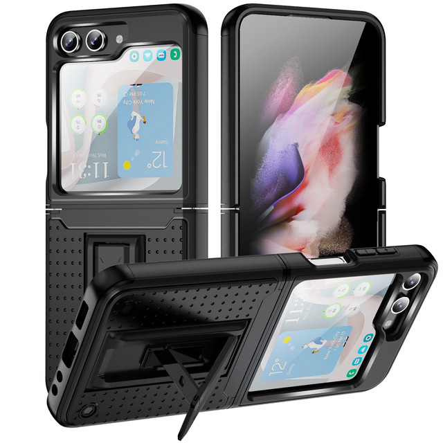 For Samsung Flip 5 Cell Phone Accessories Stand Case for Samsung Galaxy Z Flip 4 Fold Finger Ring Holder Phone Shell