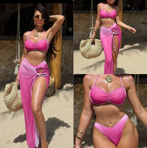 Nouvelle Robe Sexy Dos Nu Trois Pièces Rose Empire Halter Anti-statique Décontractée Hiver 2025 = pour <span class=keywords><strong>AliExpress</strong></span> - Product Image 2