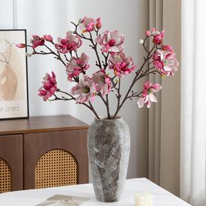 Branches de magnolia artificielles Meng Jie, 7 fleurs, blanc rose, arrangement floral décoratif pour la maison, accessoires de mariage - Product Image 2