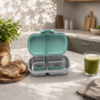 Boîte à bento mignonne en acier inoxydable à 2 compartiments pour enfants – Sans BPA, étanche, grande capacité, portable, compatible micro-ondes, motif imprimé