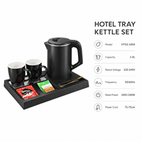 Ketel Listrik Stainless Steel Dinding Ganda 1L Mewah dengan Set Nampan Sajian untuk Hotel & Rumah Tangga