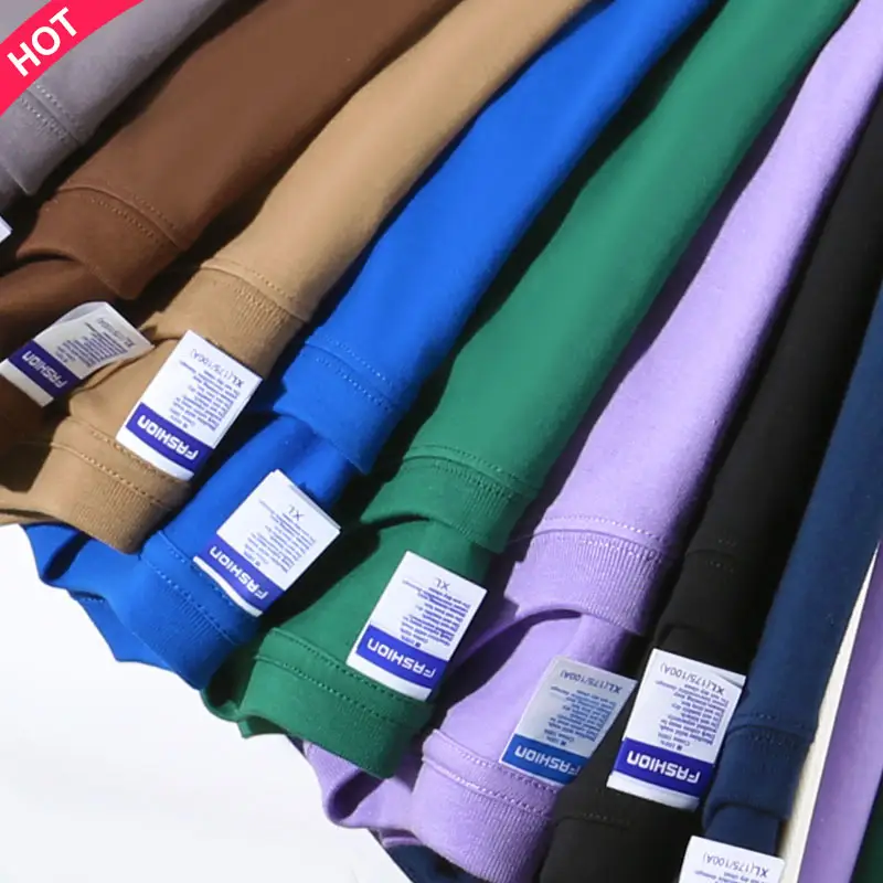 Kualitas tinggi kelas berat 260gsm 100% katun ukuran besar dicetak kaus polos bordir ukuran plus kaus kustom pria