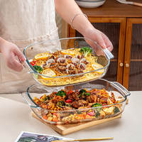 MIXWARES Plat à four et plateau de cuisson en verre antiadhésif en borosilicate, compatible four et micro-ondes, pour la cuisine domestique