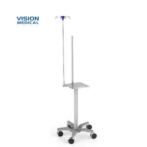 Manufacturer Medical Equipment Device Infusion Pump Trolley Five-wheeled Cart Mobile Nursing Trolley IV Pole Trolley