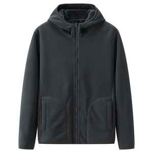 Cardigan con cerniera reversibile in pile polare da uomo Slim Fit da uomo stile invernale felpa con cappuccio di puro colore - Product Image 3