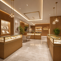 Comptoir de présentation de bijoux en bois sur mesure avec dessus en verre, éclairage LED, vitrine de magasin de détail avec tiroirs