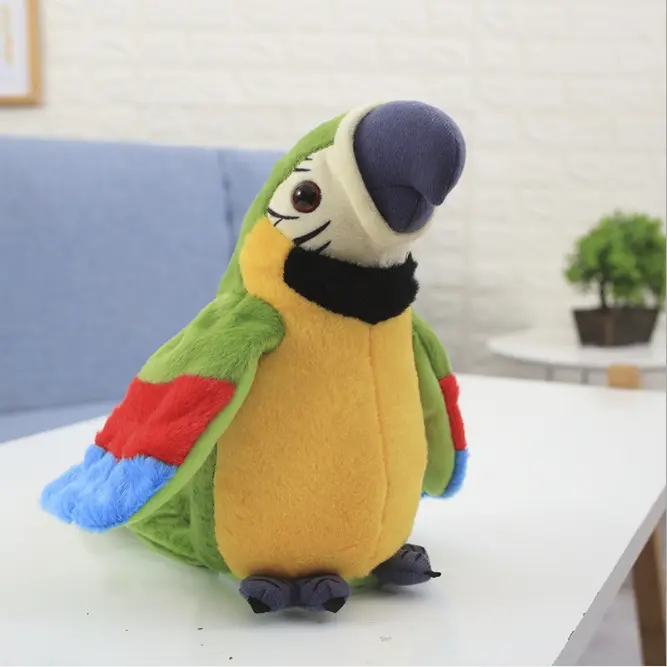 New electric plush toy parrot electric recording learn to talk parrot wiggle wings toy