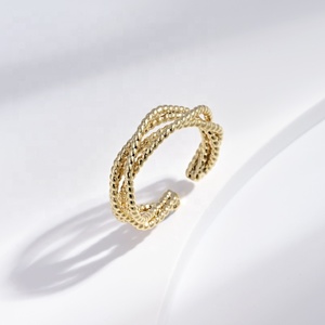 custom plata 925 sterling <b>silver</b> knot <b>adjustable</b> couple <b>ring</b> hip hop wedding irregular 14k 18k gold plated cross finger <b>rings</b> - Product Image 1