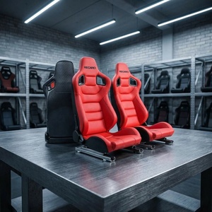 Asientos Deportivos de Carreras Jiabeir Universales, de Cuero PVC Azul RECARO, con Rieles de Doble Bloqueo y Espuma Confortable para Automóvil - Product Image 4
