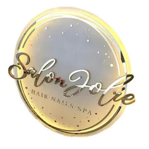 מראה אקרילי זהב סימן עסקי סלון סימן מותאם אישית לוגו קיר 3D שם סימן עסקים
