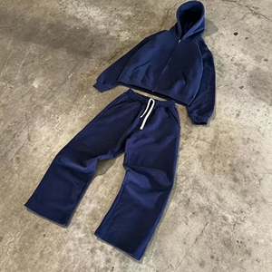 Conjunto Deportivo de Felpa de Algodón Extra Grande OEM para <span class=keywords><strong>Hombre</strong></span> y Mujer, Sudadera con Capucha Holgada, Conjunto de Dos Piezas, Ropa Casual de Calle, Cálida, Suave y Duradera - Product Image 5