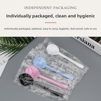 Gouden schildpadvormige wegwerplepel verdikt P.S. Plastic zwarte watermeloen fruitsalade dessert lepeltje individueel verpakt