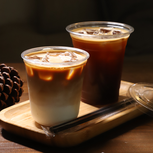 Gobelets jetables écologiques en plastique PET à paroi simple, imprimés avec logo, 12oz/16oz, carrés, pour bubble tea, boba, café, boissons froides, avec couvercles - Product Image 2