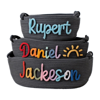 Panier de rangement en corde de coton écologique, personnalisable, mignon, moderne, pour animaux de compagnie, jouets d'enfants, livres, panier cadeau tissé à la main, pour bébé