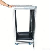 Flight case en aluminium 20U avec porte coulissante, antichoc et dissimulé, pour amplificateur, console audio, station de travail et rangement, boîte de transport