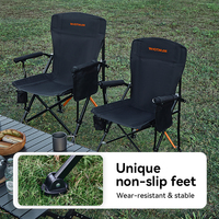 Chaise de camping pliable antidérapante et stable, rembourrée en Oxford, avec accoudoirs, pour la pêche et le glamping