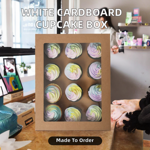 High Quality Recycled Materials <b>White</b> Cardboard 6-12 Hole Food Safe Cupcake <b>Box</b> and Packaging Kraft Paper <b>Box</b> - Product Image 2