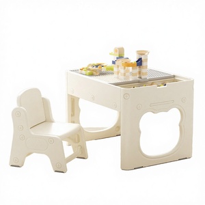 Bloques de Construcción Feiqi Bear, Mesa de Estudio de Plástico para Niños en Edad Escolar, Mesa de Juego para Bebés y Niños con Sillas, Fácil de Montar - Product Image 2
