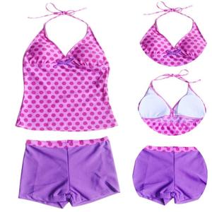 Maillot de bain personnalisé 6-16 ans, qualité supérieure, logo violet, tankini pour filles, haut de maillot de bain avec pantalon, pour parcs aquatiques et plage - Product Image 3