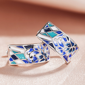 Orecchini a Clip Stile Porcellana Blu per Donne, Design Dipinto, Accessori per Orecchie da Indossare Quotidianamente - Product Image 6