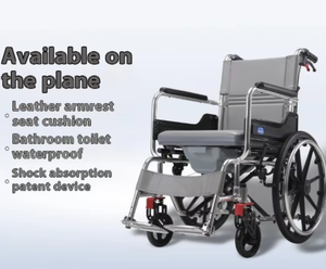 Double Shock Absorbing Spring Portable Folding <b>Aluminum</b> manual Wheelchair For travel with Easy <b>Luggage</b> Handle - Product Image 4