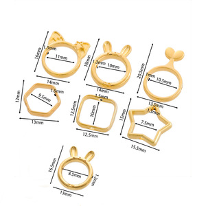 Gold Plated Star Hexagon Heart Bowknot Rings DIY Jewelry Accessories Unisex Gift Fashion Rings - Product Image 2