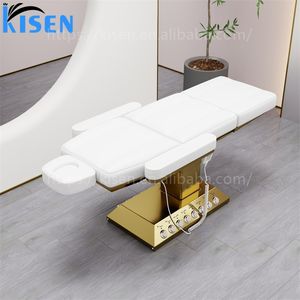 Kisen 2024 Table d'esthéticienne moderne de luxe en or blanc Salon de beauté électrique Tables et lits de <span class=keywords><strong>massage</strong></span> thermique - Product Image 6