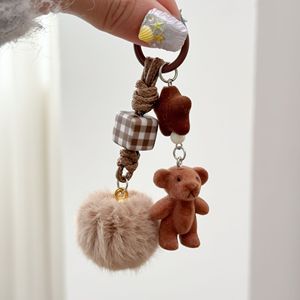 Pendentif ours mignon style coréen pour Instagram, <span class=keywords><strong>porte</strong></span>-clés de voiture chiot en peluche, pendentif en corde tressée à la main, <span class=keywords><strong>porte</strong></span>-clés <span class=keywords><strong>pompon</strong></span> pour sac - Product Image 2