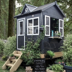 En bois cour jouet playhouse pas cher designer cubby maison flatpack en bois enfants château playhouse - Product Image 3