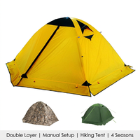 Tente de randonnée professionnelle, résistante au vent et à la pluie, légère, double couche, quatre saisons, tissu polyester, tiges en aluminium