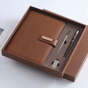 Carnet A5 en cuir PU haut de gamme 2024 2025, personnalisable, coffret exquis, cadeau d'affaires, 4 pièces dans un ensemble - Product Image 1