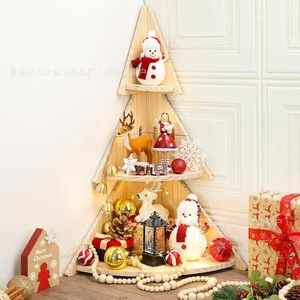 Wooden Christmas Tree Corner Storage <b>Rack</b> 3 Tier Solid Wood <b>Shelf</b> Decorative Organizer For Holiday Display - Product Image 4