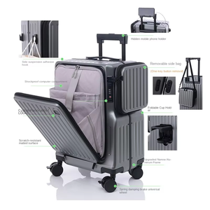 Maleta con marco <span class=keywords><strong>de</strong></span> aluminio <span class=keywords><strong>de</strong></span> 20 pulgadas <span class=keywords><strong>Equipaje</strong></span> <span class=keywords><strong>de</strong></span> <span class=keywords><strong>mano</strong></span> Hardside Apertura frontal doble Bloqueo TSA Silencioso Ruedas 360 <span class=keywords><strong>Equipaje</strong></span> <span class=keywords><strong>de</strong></span> facturación - Product Image 3