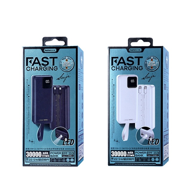 22.5w Type-c Fast Charge 30000 Mah Powerbank Larger Capacity Outdoor Travel Charger Power Bank 30000mah With Led Lighting