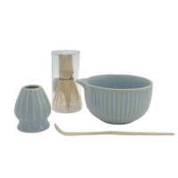 Ensemble de thé matcha de haute qualité, 4 pièces, fouet en céramique, bol avec support et cuillère pour les cérémonies du thé