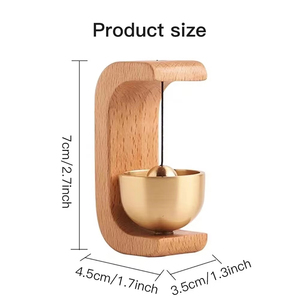 Campanilla de puerta magnética de madera maciza, campanas de viento de latón, colgante inalámbrico para entrada, decoración del hogar, diseño minimalista Art Déco - Product Image 2