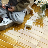 Carrelage mural en céramique jaune moutarde fait main, résistant à l'usure, épaisseur 8 mm, pour intérieur, cuisine, bar, salle de bain, magasin de vêtements, Maroc