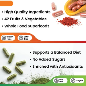 Cápsulas de Suplemento de Frutas y Verduras OEM, Más de 40 Frutas y Verduras Diferentes, Superalimentos Integrales, Alto Contenido de Betacaroteno, 90 Unidades - Product Image 4